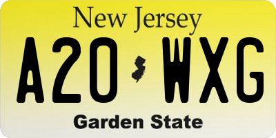 NJ license plate A20WXG