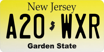 NJ license plate A20WXR