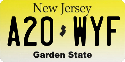 NJ license plate A20WYF