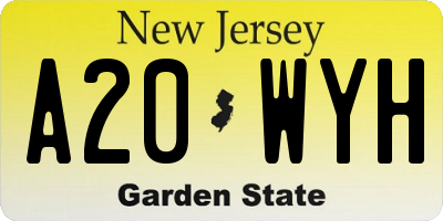 NJ license plate A20WYH