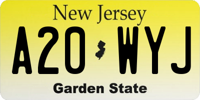 NJ license plate A20WYJ