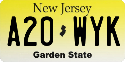 NJ license plate A20WYK