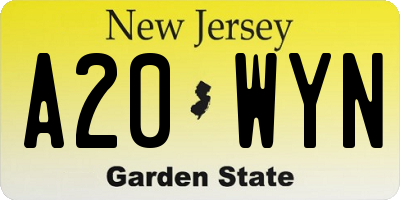 NJ license plate A20WYN