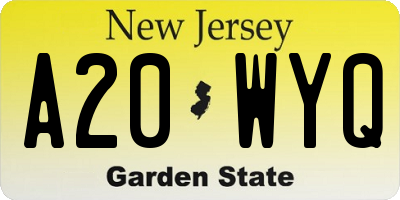 NJ license plate A20WYQ