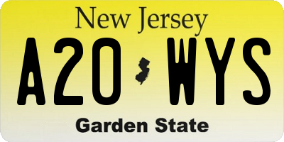 NJ license plate A20WYS