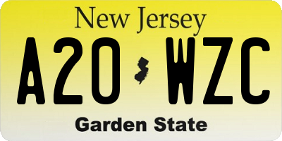 NJ license plate A20WZC