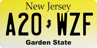 NJ license plate A20WZF