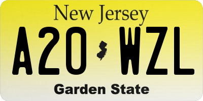 NJ license plate A20WZL