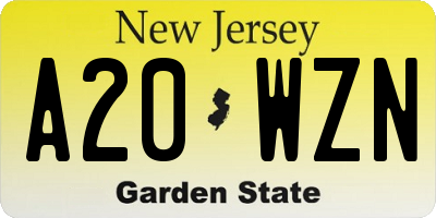 NJ license plate A20WZN