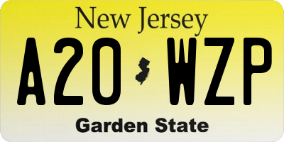 NJ license plate A20WZP
