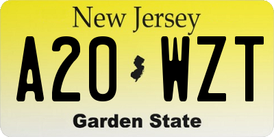 NJ license plate A20WZT