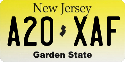 NJ license plate A20XAF