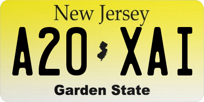 NJ license plate A20XAI