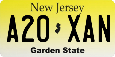 NJ license plate A20XAN