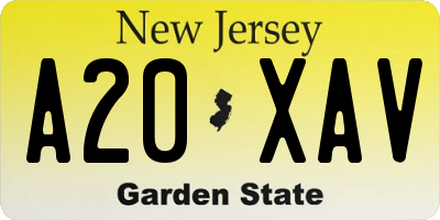 NJ license plate A20XAV