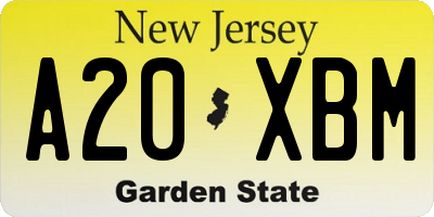 NJ license plate A20XBM