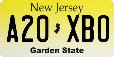 NJ license plate A20XBO