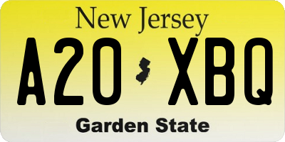 NJ license plate A20XBQ
