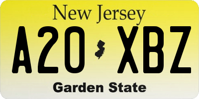 NJ license plate A20XBZ