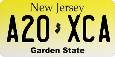 NJ license plate A20XCA