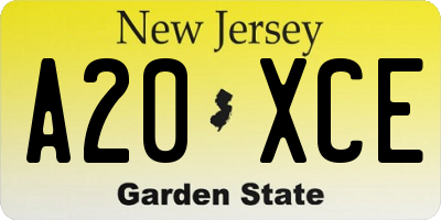 NJ license plate A20XCE