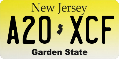 NJ license plate A20XCF