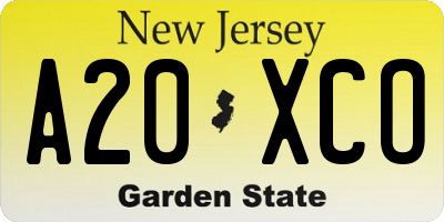 NJ license plate A20XCO