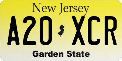 NJ license plate A20XCR