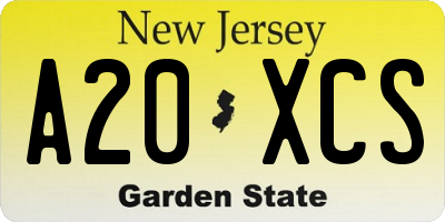 NJ license plate A20XCS