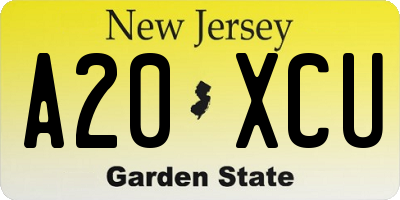NJ license plate A20XCU