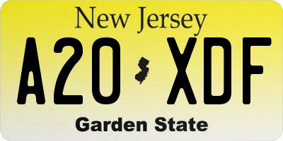 NJ license plate A20XDF