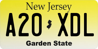 NJ license plate A20XDL