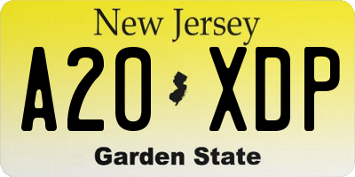 NJ license plate A20XDP
