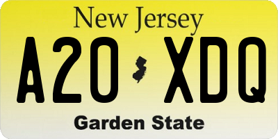 NJ license plate A20XDQ