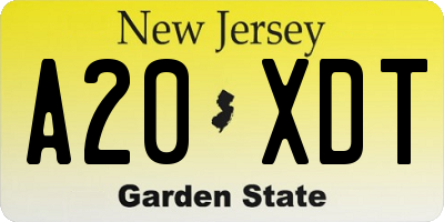NJ license plate A20XDT
