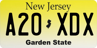 NJ license plate A20XDX