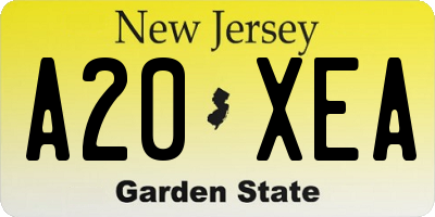 NJ license plate A20XEA