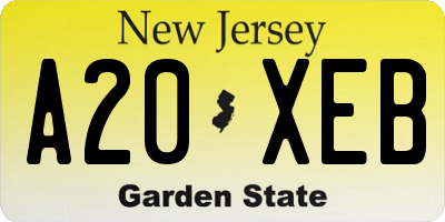 NJ license plate A20XEB