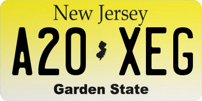 NJ license plate A20XEG