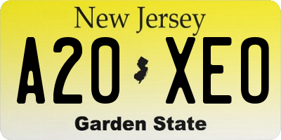 NJ license plate A20XEO