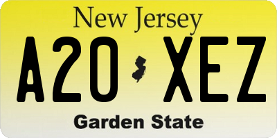 NJ license plate A20XEZ