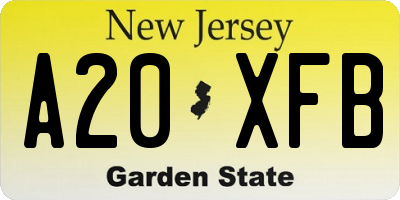 NJ license plate A20XFB