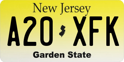 NJ license plate A20XFK