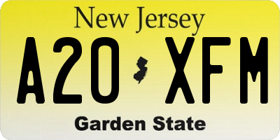 NJ license plate A20XFM
