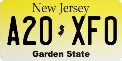 NJ license plate A20XFO