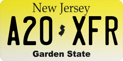 NJ license plate A20XFR
