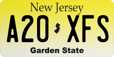 NJ license plate A20XFS