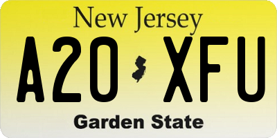 NJ license plate A20XFU
