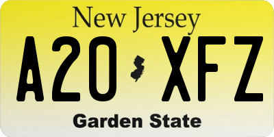 NJ license plate A20XFZ