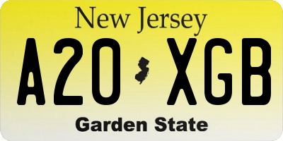NJ license plate A20XGB